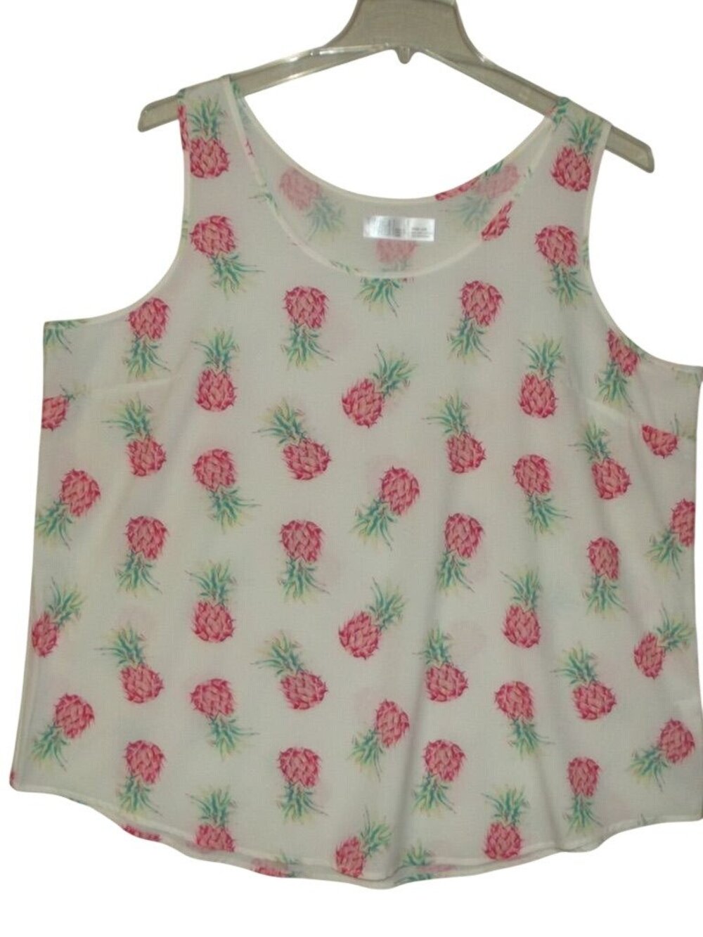 Time&Tru Tank Top Womens Size XXXL (22) Pink Pink Pineapple Print shirt 3X